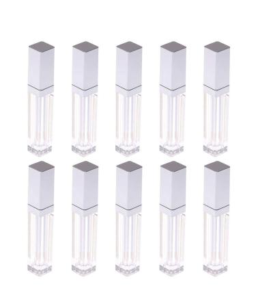 Healthcom 10 Pcs 7.5ml Plastic Square Clear Lip Gloss Tubes Vials with Mirror LED Light Lip Glaze Tube Bottles Refillable Makeup Lipstick Tube DIY Cosmetic Container Travel for Woman Girl(Silver)