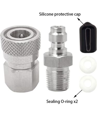 Stainless Steel 1/8 BSPP Female Connector & 8mm Male Plug Fill Nipple Quick-Disconnect Set for Paintball HPA CO2 Convertor - Universal Air Tool Fittings - Buy Online on SooperMarket.com