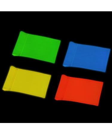 KINGTOP Fluorescent Glow Golf Flag Double Sided Glow-in-the-dark Putting Green Flags for Yard Novelty Backyard Light Storage Target Flag with Tube Insert Mini Pin Flag Measure 8" by 6" 4-Pack Glow Combo- 4pk