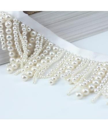 Yulakes 1 Yard White Black Pearl Fringe Beaded Lace Trim for Garments & Decor - White Color Option - Buy Online on SooperMarket.com