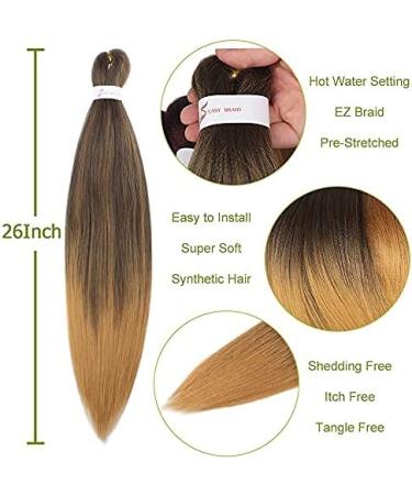 Leeven 8 Packs Pre Stretched Braiding Hair 26 Inch Yaki Texture Ombre Brading Hair Extensions for Box Braids Kanekalon Hair Fiber Crochet Hair Extensions for Braiding /26 Inch 1B/27/613# 26 Inch (Pack of 8) 1B/27/613# - Buy Online on SooperMarket.com
