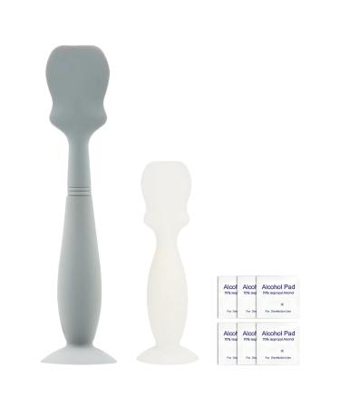 2 Pack Baby Diaper Cream Brush Diaper Cream Spatula with Cleaning Alcohol Pads Baby Bum Brush for Butt Paste Diaper Cream Diaper Cream Spatula Applicator Silicone Baby Butt Paste Spatula for Babies Newborn Large Grey...