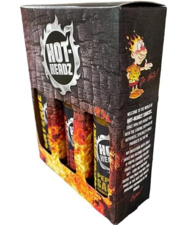 Hot Headz 3-Pack Hot Sauce Gift Set - 148ml Each. All-Natural Spicy Sauces for Marinades and Dipping. Perfect for Any Dish! - Buy Online on SooperMarket.com