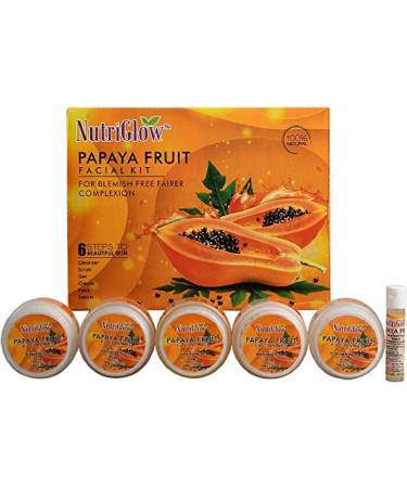 QRA Papaya Fruit Facial Kit for Men Women for Glowing Skin| with Papaya & Lemon Extract for Blemish Free Dark Spot & Fairer Complexion| Paraben & Sulphate Free| 250gm + 10ml