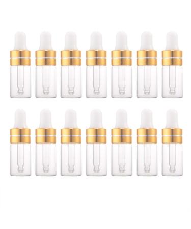 EnsLZ 15 pieces of drip bottles empty refillable transparent glass for essential oils perfume cosmetics liquid aromatherapy lotion samples storage container (3 ml gold)