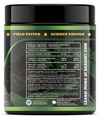 Advanced Genetics GP3 EVO Creatine HCL Beta-Alanine & B Vitamins Stimulant Free Pre-workout Post-Workout Ice Berry 50 Servings - Buy Online on SooperMarket.com