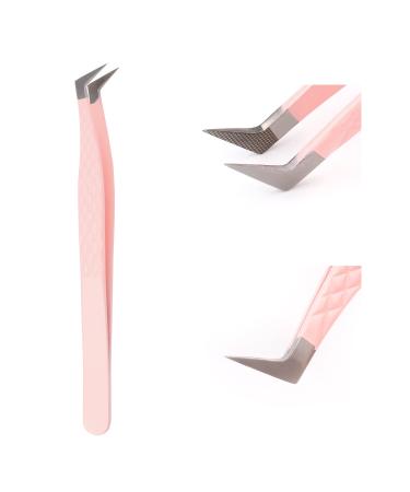 FADLASH Lashes Extension Tweezers 90 Degree Angle Curved Tweezers for Professional Artist Use Fiber Tips Volume Lash Tweezers for Larger Fans Eyelash Extension Fiber Tip 90 Tweezer