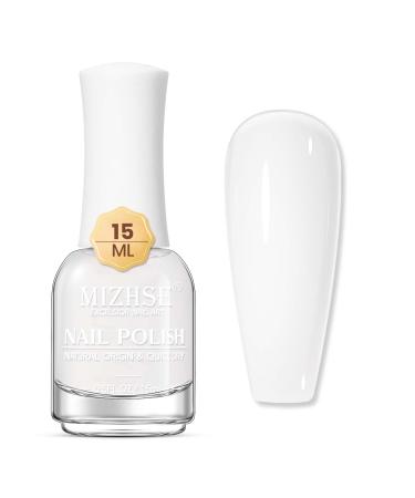 MIZHSE Quick Dry Nail Polish Milky White Nail Polish Air Dry Fast 15 ml Regular Water-based Nail Lacquer Non Gel Full Coverage High Glossy Shine Nail Art Manicure Home 2- Milky White