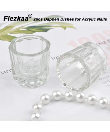 Fiezkaa 2pcs Clear Glass Dappen Dish Set for Acrylic Nails - Nail Monomer Liquid Bowl & Powder Holder - Acrylic Jar for Nail Art Manicure - Buy Online on SooperMarket.com