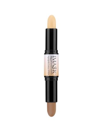CCbeauty Contour Stick Makeup, Dual-ended Wonder Stick Cream Highlight & Contour Kit, Bronzer and Highlighter Sticks for Face Contouring Shaping Makeup, Long Lasting & Waterproof - Universal/Light 01# Light/Universal