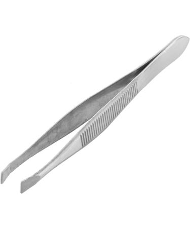 Mengmen Carbon Steel Eyebrow Tweezers - 9cm Inclined Tip for Precision Hair Removal | Silver Finish - Buy Online on SooperMarket.com