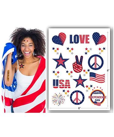 Terra Tattoos Fourth of July Temporary Tattoo Set - 75 Red White Blue & Metallic Designs - Buy Online on SooperMarket.com