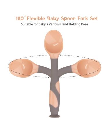 Shop Baby Utensils Set: Travel Spoon & Fork with Suction Cup - Heat-Resistant Soft Ideal for Toddlers 1+ - Pink Children's Cutlery - Buy Online on SooperMarket.com