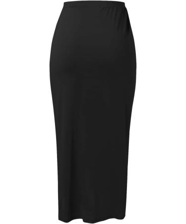 Sanahy Women's Casual Boho Maxi Wrap Skirt in Black | Elastic High Waist | Asymmetrical Slit Design | Perfect for Summer Beach Days - Buy Online on SooperMarket.com