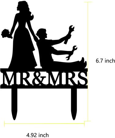 Funny Wedding Cake Topper - Bride Dragging Groom who is holding Repair Tools - Repairman Couple Cake Topper Mr&Mrs Wedding Cake Topper (Repairman Couple) - Buy Online on SooperMarket.com