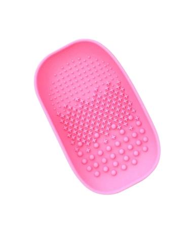 KOMUNJ Silicone Brush Cleaner Silicone Cosmetic Brush Cleaning Mat for Home Travel Easy to Clean Suitable for Dry Cosmetics Pink