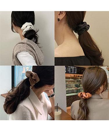 Soft Leather Big Hair Scrunchies for Women - 4 Pcs Ponytail Holders for Thick Hair - Buy Online on SooperMarket.com