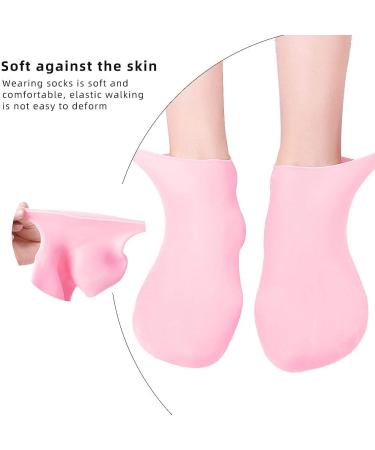 Silicone Gel Moisturizing Socks for Dry, Cracked Feet | Spa Foot Care Waterproof Socks | Fits US Size 6-9 | Pink - Buy Online on SooperMarket.com