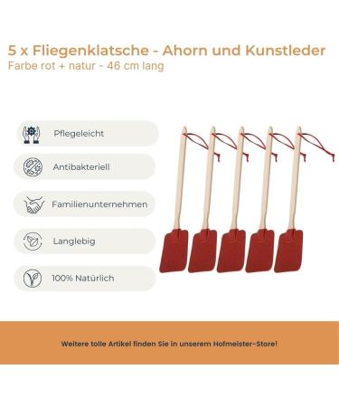 Buy 5x Hofmeister 46 cm Fly & Mosquito Bats - Maple & Leather Red - Effective Insect Catching Solution - International Shipping Available - Buy Online on SooperMarket.com
