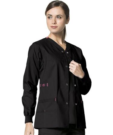 WonderWink Women's WonderFlex Constance Scrub Jacket - Black (Size Large) - Buy Online on SooperMarket.com