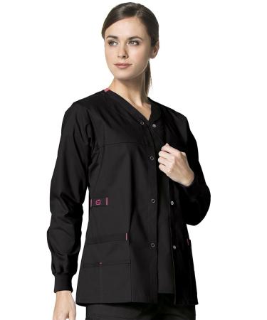WonderWink Women's Wonderflex Constance Scrub Jacket Large Black