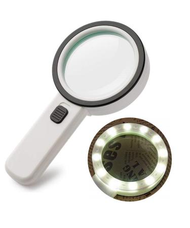 Mity rain 30X Magnifying Glass with LED Light - High Power Handheld Lighted Magnifier with Large Double Glass Lens Led Magnifiers