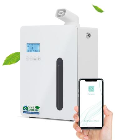 Mxmoonant aroma diffuser for waterless essential oils cover 600-800m 300ml oil bottle wall bracket app control & timer HVAC connected for large rooms hotel