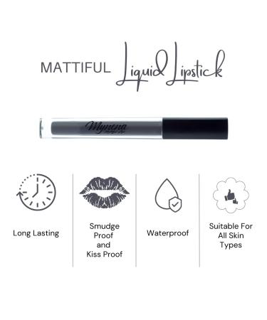 Mynena Gray Liquid Lipstick - Matte Velvet Finish | Long Lasting, Waterproof & Lightweight | Talc-Free, Mica-Free, Gluten-Free & Paraben-Free | Alvira - Buy Online on SooperMarket.com