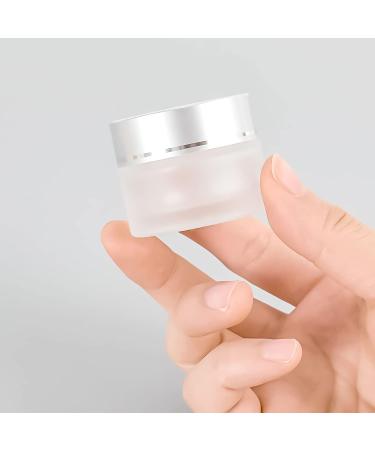Zeoabsy 12 Pack 10ml Empty Matte Transparent Glass Cream Cans with Silver Lids - Ideal for Gels Creams & Ointments + 12 Spatulas | International Shipping Available - Buy Online on SooperMarket.com