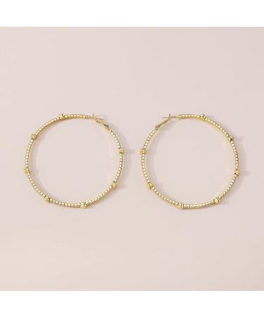 Chargances Gold Large Rhinestone Circle Hoop Earrings for Women - Fashion Wedding Accessories - Buy Online on SooperMarket.com