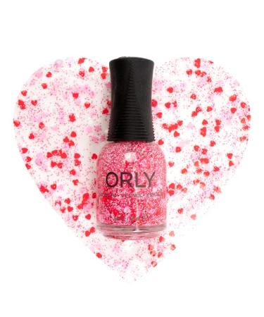 Orly Nail Polish 'Crush' | Valentine's Day Red and Pink Nail Lacquer | Confetti Glitter Top Coat for Nails 0.6 fl oz