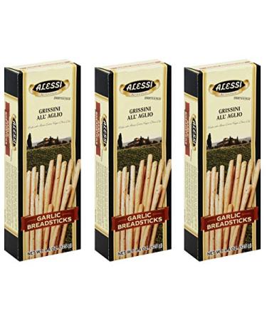 Alessi Thin Garlic Breadsticks, 4.4 Ounce (Pack of 3)