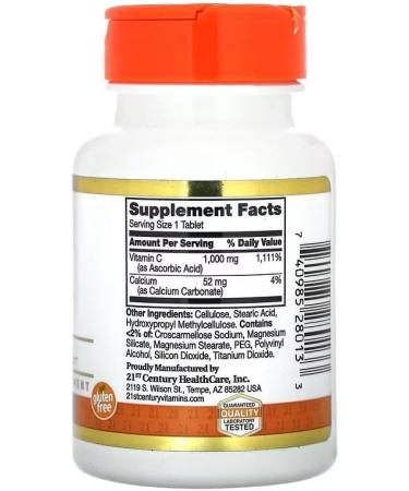 Supplement Vitamin C Compatible with 21st Century 1 000 mg 60 Tablets Antioxidant & Immune Support Gluten Free + Bonus Pill Organizer Weekly Pill Organizer Mini - Buy Online on SooperMarket.com