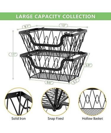Fruit Basket Bowl 2 Tier Metal Fruit Basket Display Stand Vegetables Fruits Bread Counter Storage Organizer Kitchen Bathroom Decoration Fruit Bowls - Buy Online on SooperMarket.com