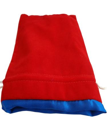 Velvet Dice Bag with Satin Liner 6"x8" - red-Velvet-dice-Bag-with-Blue-Satin