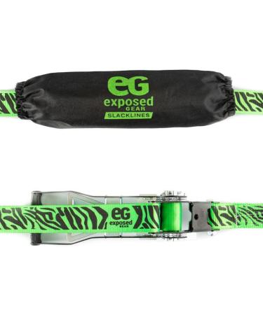 60ft Slackline Kit with Training Line, Tree Protectors, High Grade Ratchet, Arm Trainer, Instruction Booklet, Carry Bag - Green | Perfect Slackline Set for Kids and Adults - Buy Online on SooperMarket.com