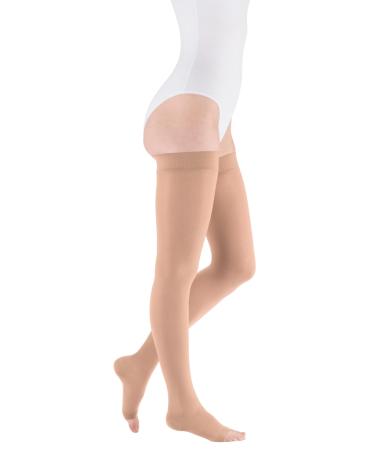 Medi duomed basic thighshow compression stockings without lace unisex |Long compression socks CCL2 with a knobs for women and men |Caramel |Size VII