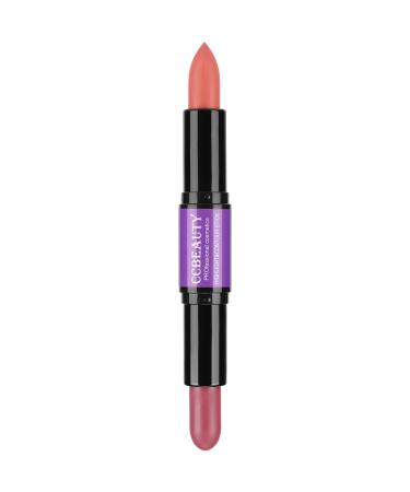 CCbeauty Dual-Ended Cream Blush Stick Blusher For Cheeks Make Up Face Blush For Cheek and Lip Tint 2-in-1 Face Blushing Duo Stick Lightweight & Buildable Color Blend Smooth Matte and Dewy Finish CC05(PEACH / MAUVE) 1 count (Pack of 1)
