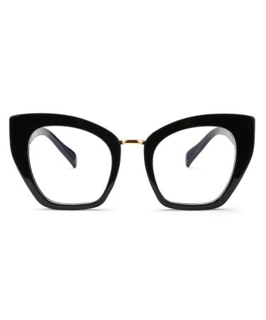 FEISEDY Oversized Blue Light Blocking Glasses Retro Cateye Computer Glasses for Women B4107 Black 65 Centimeters