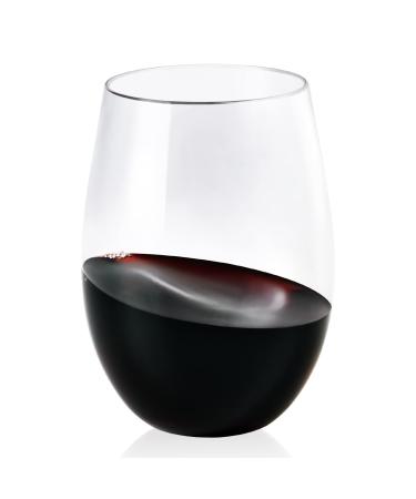 FOCUSLINE 20 Pack 16 Oz Plastic Wine Glasses | Stemless Wine Cups, Heavy Duty Clear Plastic Unbreakable Wine Glasses, Disposable Reusable Shatterproof Wine Glasses for Wedding or Party 16OZ-20-CLEAR