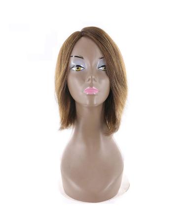 SHIYID Mixed Brown Color Straight Short Human Hair Wigs Side Part Non Human Hair Wig For Women