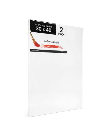 Academy Art Supply Stretched Canvases - Value Pack of 2 30 X 40 Canvas Blank Primed Gessoed Acid-Free & Ready-to-use Heavy Cotton Canvas Ideal for Acrylic Painting Wet Dry Media & Oil Paint Dry 30x40