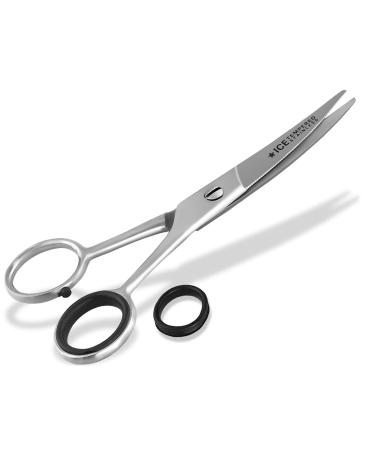 Curved beard scissors - hair scissors with micro serrations 13 cm stainless steel