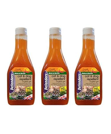 3 x Defenders Outdoor Cat & Dog Repellent Crystal Gel Deters Cats & Dogs - 450ml