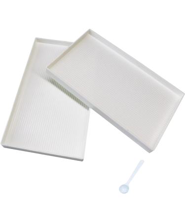 2 pcs 10x6 inch Diamond Painting Tray Organizer - Extra Large Plastic Trays for Beads & Diamond Art Accessories - DIY Gem Art Craft Tools - White (2 Trays 1 Spoon) - Buy Online on SooperMarket.com