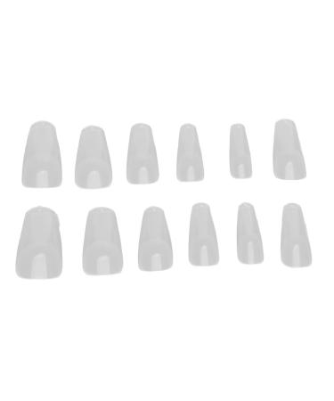 False Nails Tips Multi Size Full Cover Ultra Thin Clear Nail Tips Semi Frosted for Home DIY (12#)
