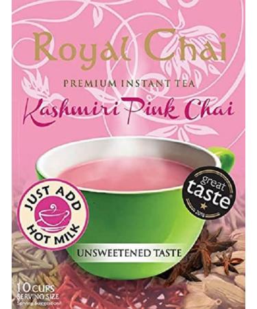 Royal Chai | Kashmiri Pink Chai Unsweetened | 10 Single Serving Sachets | Premium Instant Tea | 140g