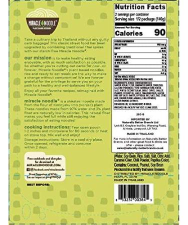 Miracle Noodle Pad Thai Noodles - Plant Based Vegan Shirataki Noodles - Gluten Free Paleo Friendly - Non-GMO Asian Noodles - 10 Oz (6-Pack) - Buy Online on SooperMarket.com