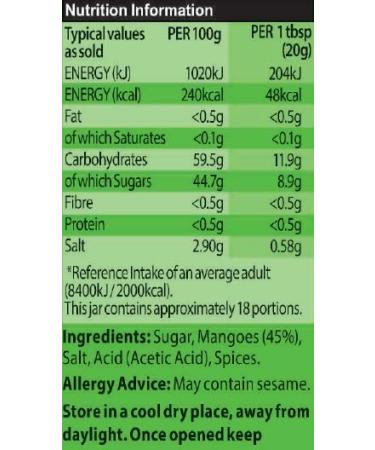 Sharwood's Green Label Mango Chutney 530g Jar - Authentic Indian Condiment (1 Pack) - Buy Online on SooperMarket.com
