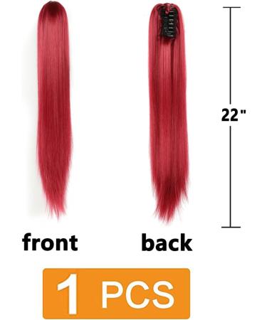 prinfantasy Halo Hair Extension Long Straight Claw on Ponytail Hair Piece Soft Pony Tail Hairpieces Synthetic Red Clip In Ponytail Hair Extensions MW178 GBMW178 22 inch - Buy Online on SooperMarket.com
